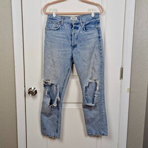 AGOLDE | Light Blue Distressed Riley Crop Jeans Size 28